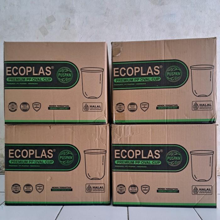 (1 DUS 1000 PCS )GELAS OVAL 14 16 18 22 Oz Cup Oval 14oz 16oz 18oz 22oz Ecoplas GROSIR