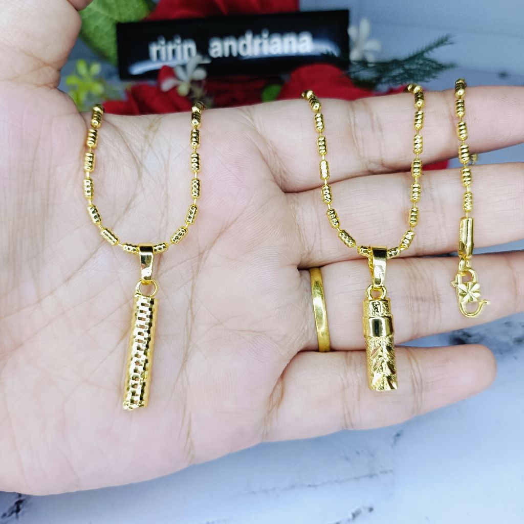 kalung bambu ulir bambu lapis emas yaxiya