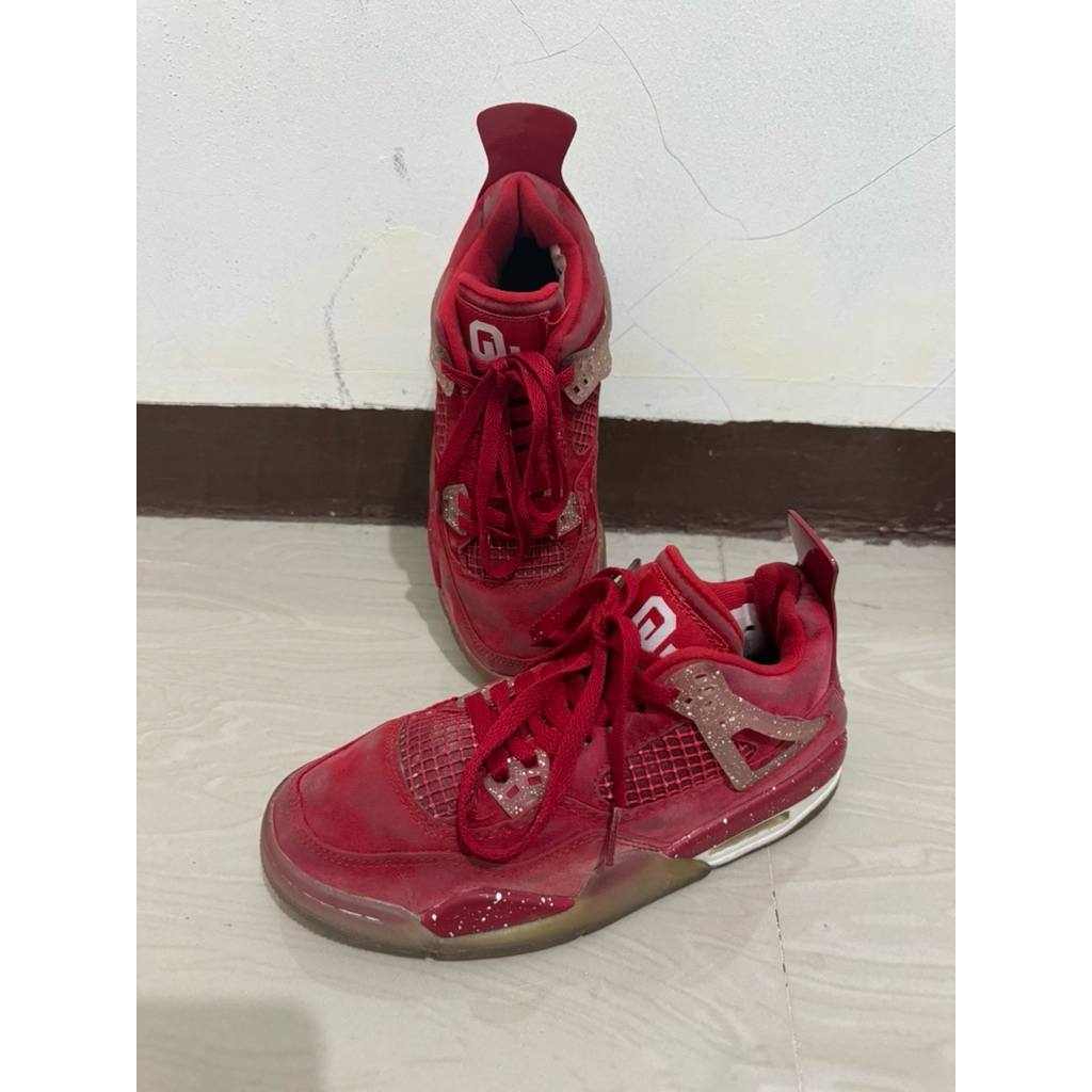 Sepatu Nike Air Jordan 4 retro Oklahoma Sooners Original Size 36 Insole 22.5cm Warna Merah Preloved/