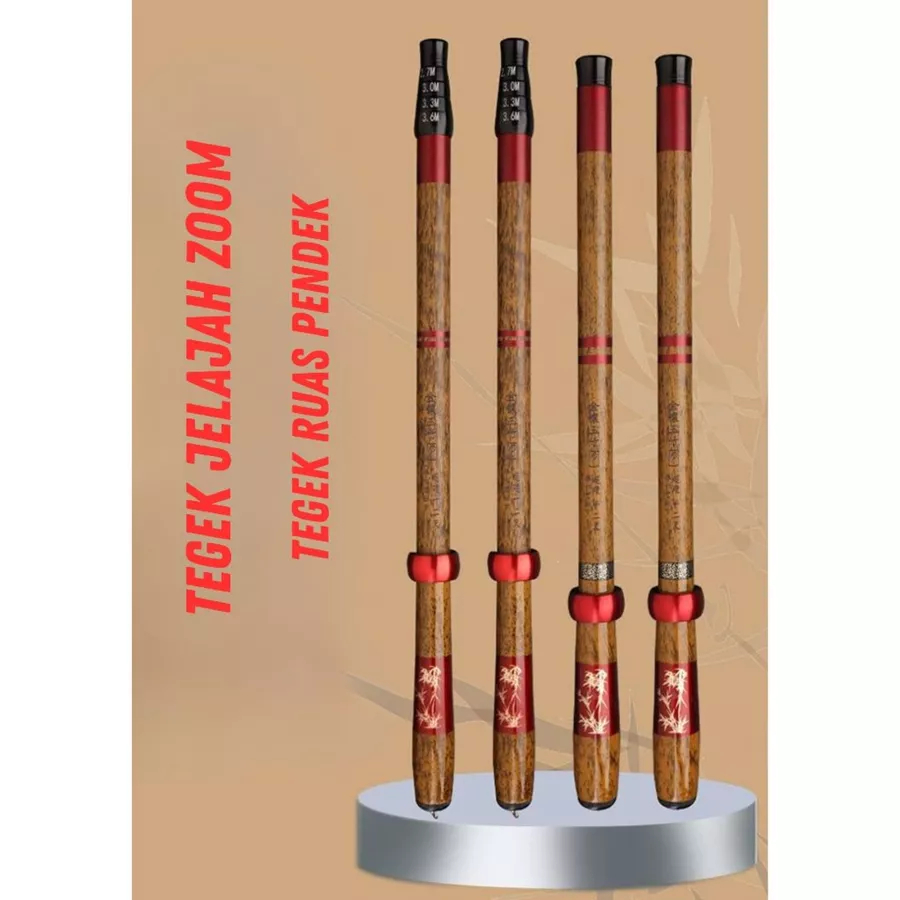 Joran Pancing Tegek Carbon Zoom Jelajah Ruas Pendek, 4.5m, 5.4m, 6.3m