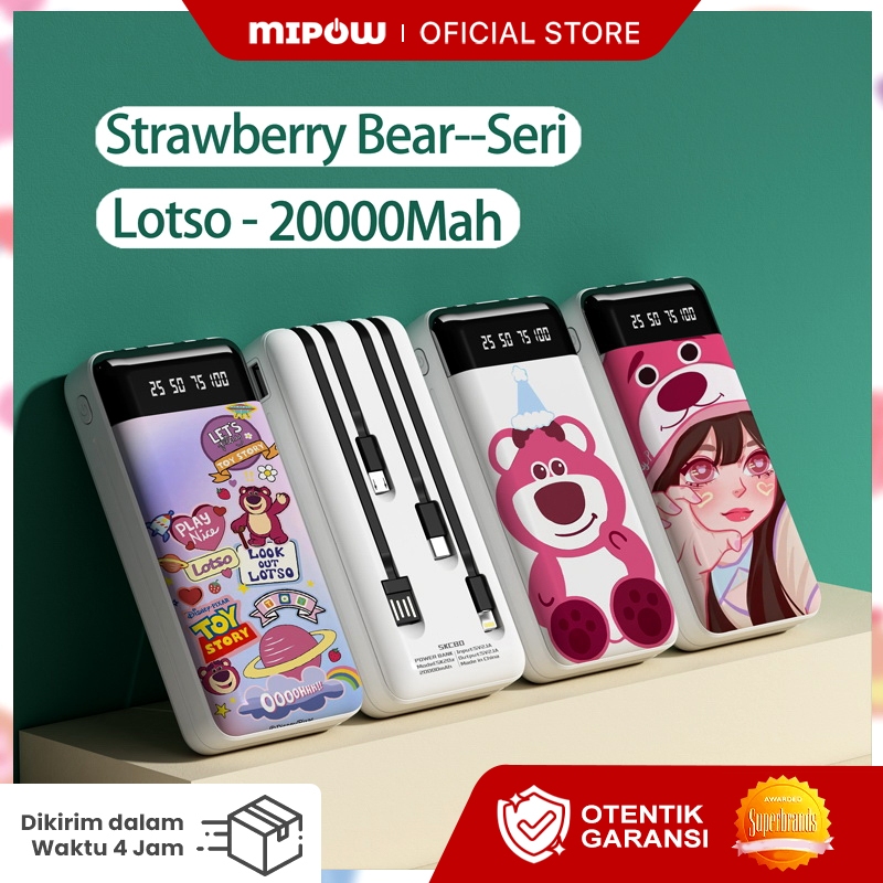 MIPOW Powerbank 20000mAh Print-UV powerbank karakter Lotso powerbank portable powerbank 4 kabel powe
