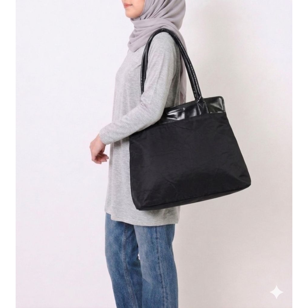 Tote bag nilon mix kulit Ssamzie