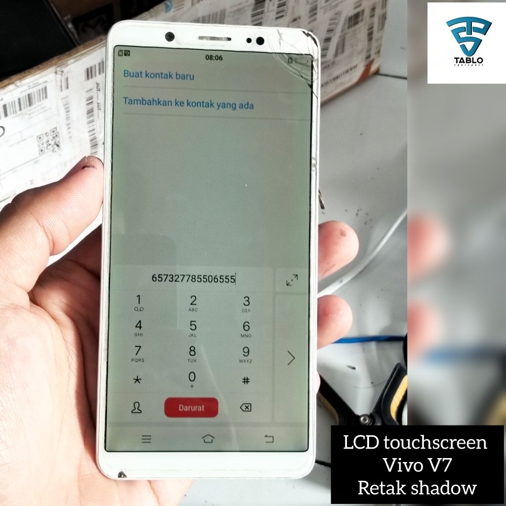 LCD touchscreen Vivo V7 retak shadow