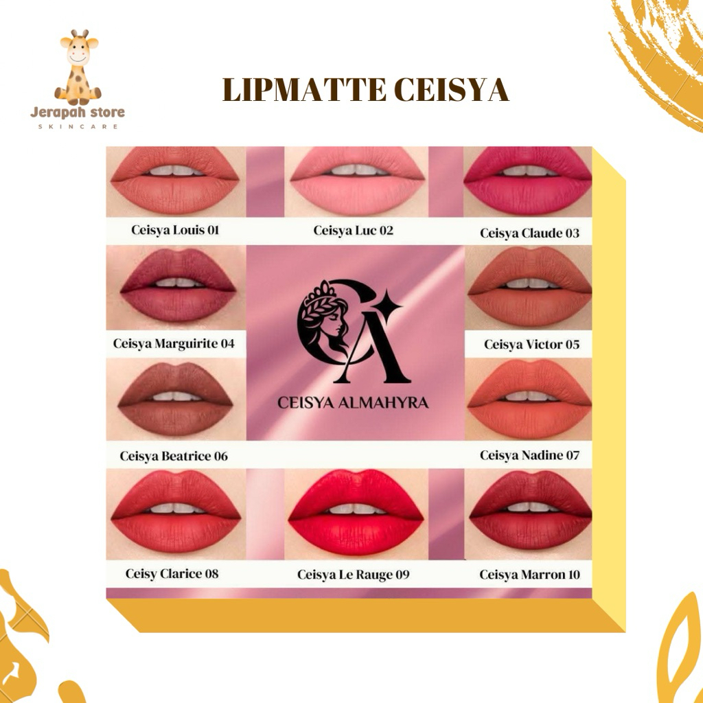 LIPMATTE CEISYA 1-10 Nomor Lipstik Ceisya