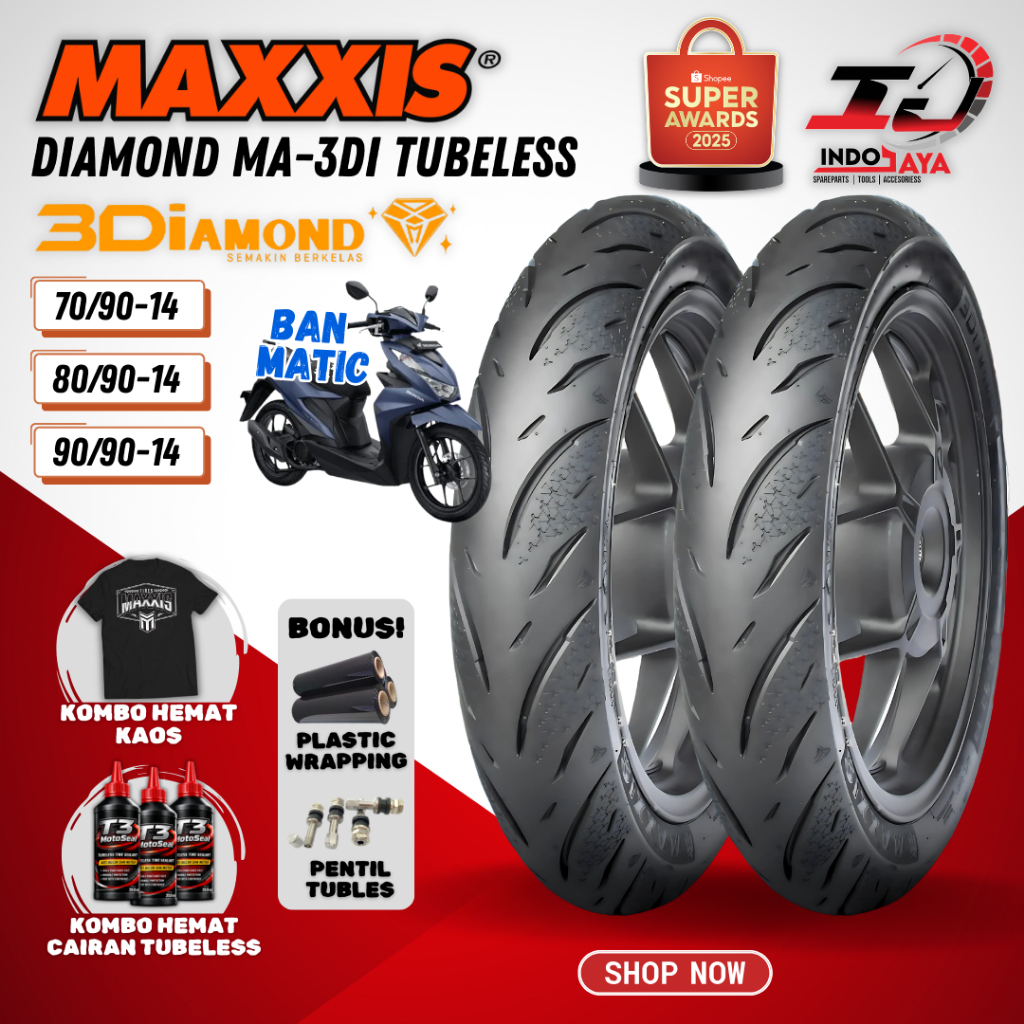 [PRODUK TERBARU] BAN MAXXIS DIAMOND MA-3Di TUBELESS RING 14 ( 70/90-14 / 80/90-14 / 90/90-14 ) BAN M