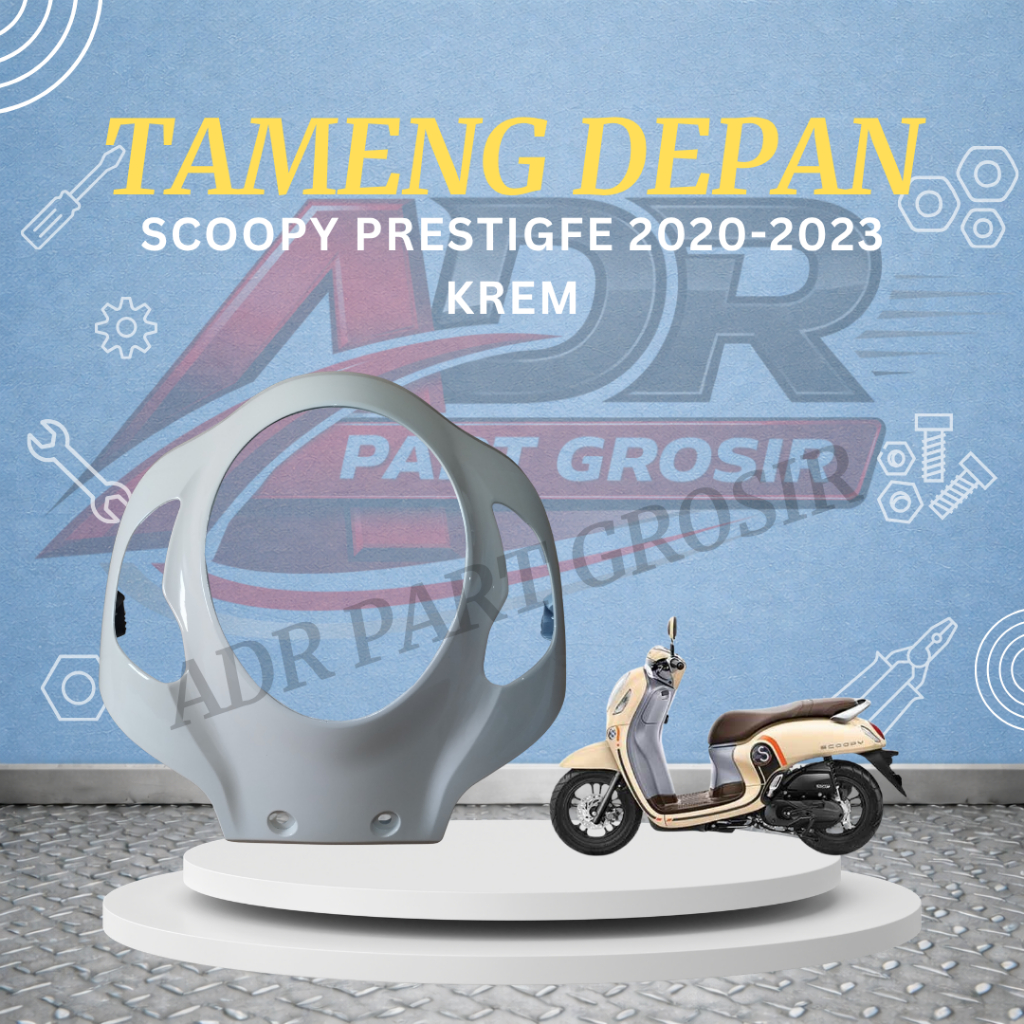 Panel Tameng Dada Depan Scoopy Prestige 2020-2023 Tameng Depan Scoopy Prestige K2F KREM Tenshi