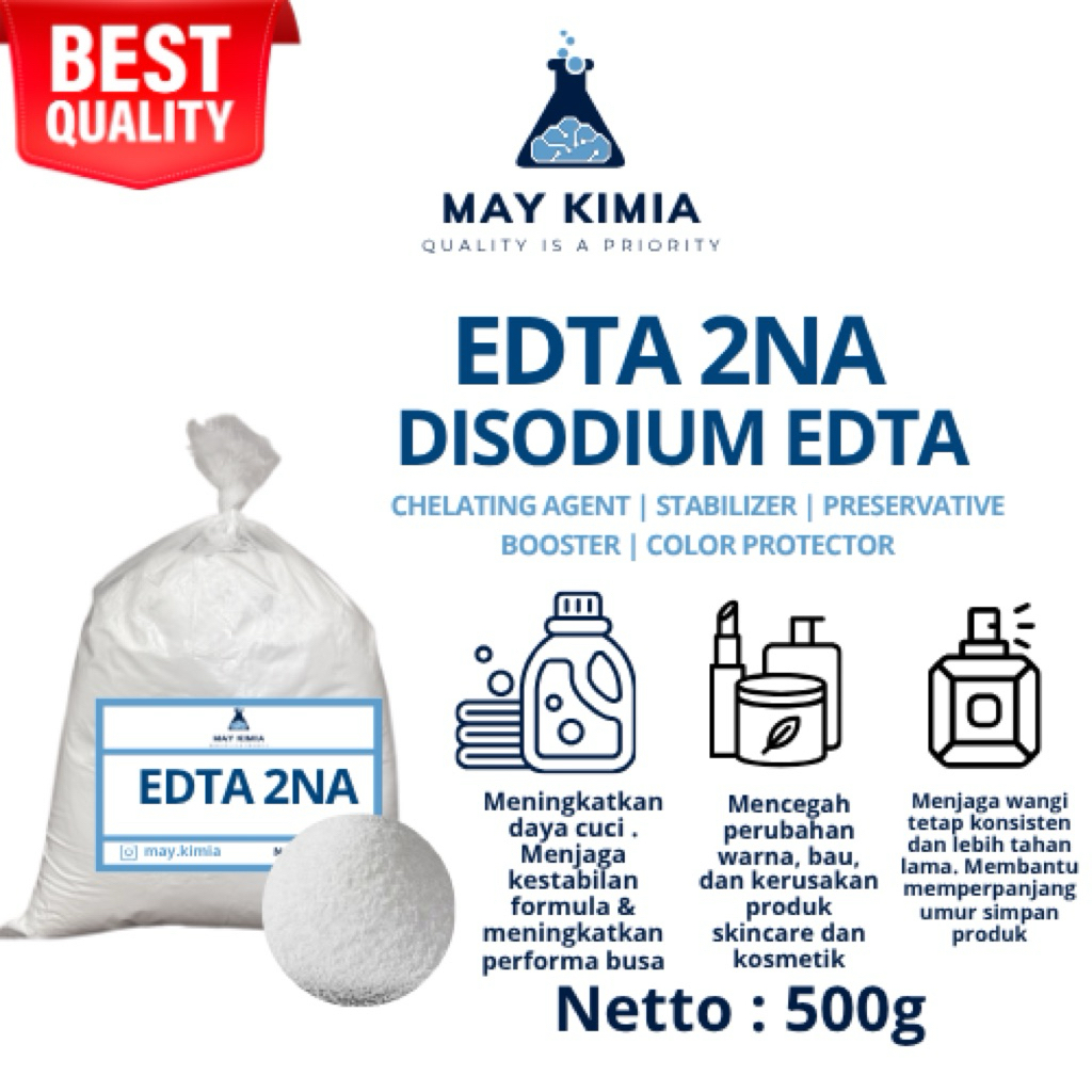 EDTA 2NA / EDTA2NA 500g / CHELATING AGENT KOSMETIK /disodium edta / edta bubuk / bahan racikan sabun