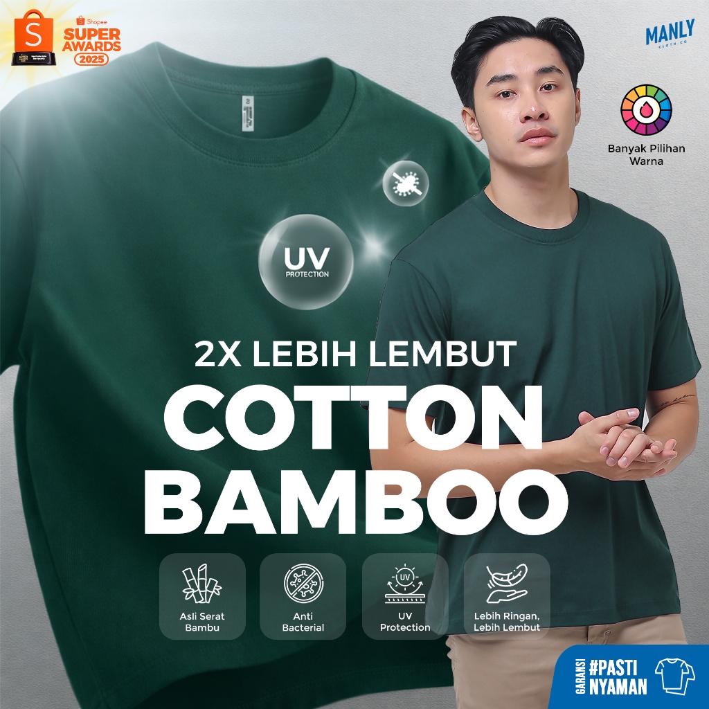 [ ANTIBAKTERI ] Kaos Polos Katun Bambu 24S / Kaos Polos Cotton Bamboo - Light Blue