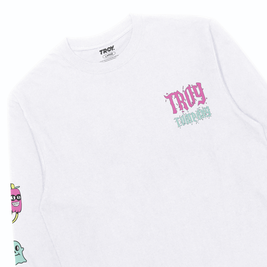 Troy Company Longsleeve Tshirt White Cute Spooky - Kaos Lengan Panjang Putih LS 2807