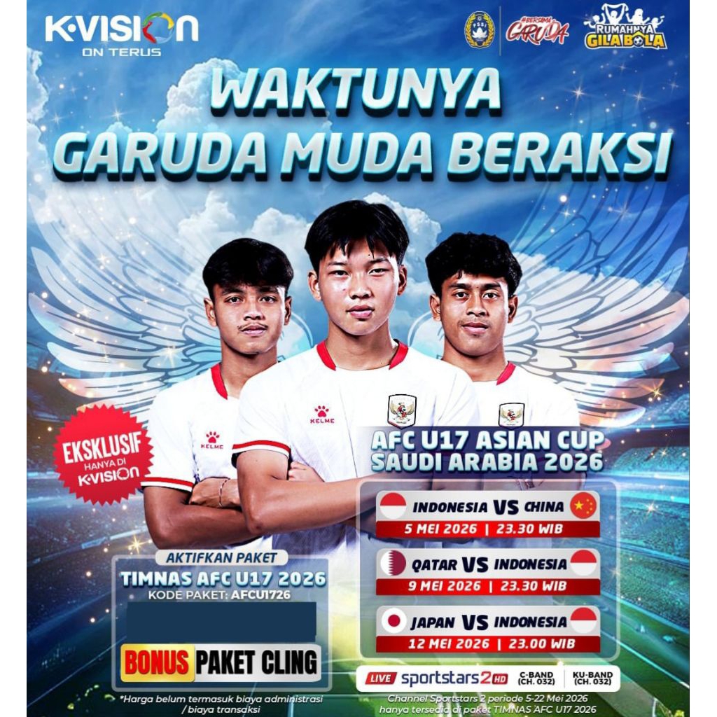 Voucher Paket K-Vision Timnas U 17 AFC Asian Cup 2026 K Vision MNC Vision