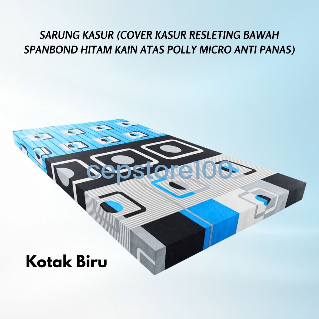 Sarung Kasur Resleting Uk 90x200x10 / 90x180x10 Bahan Tidak Luntur (Bawah Spunbond Hitam)