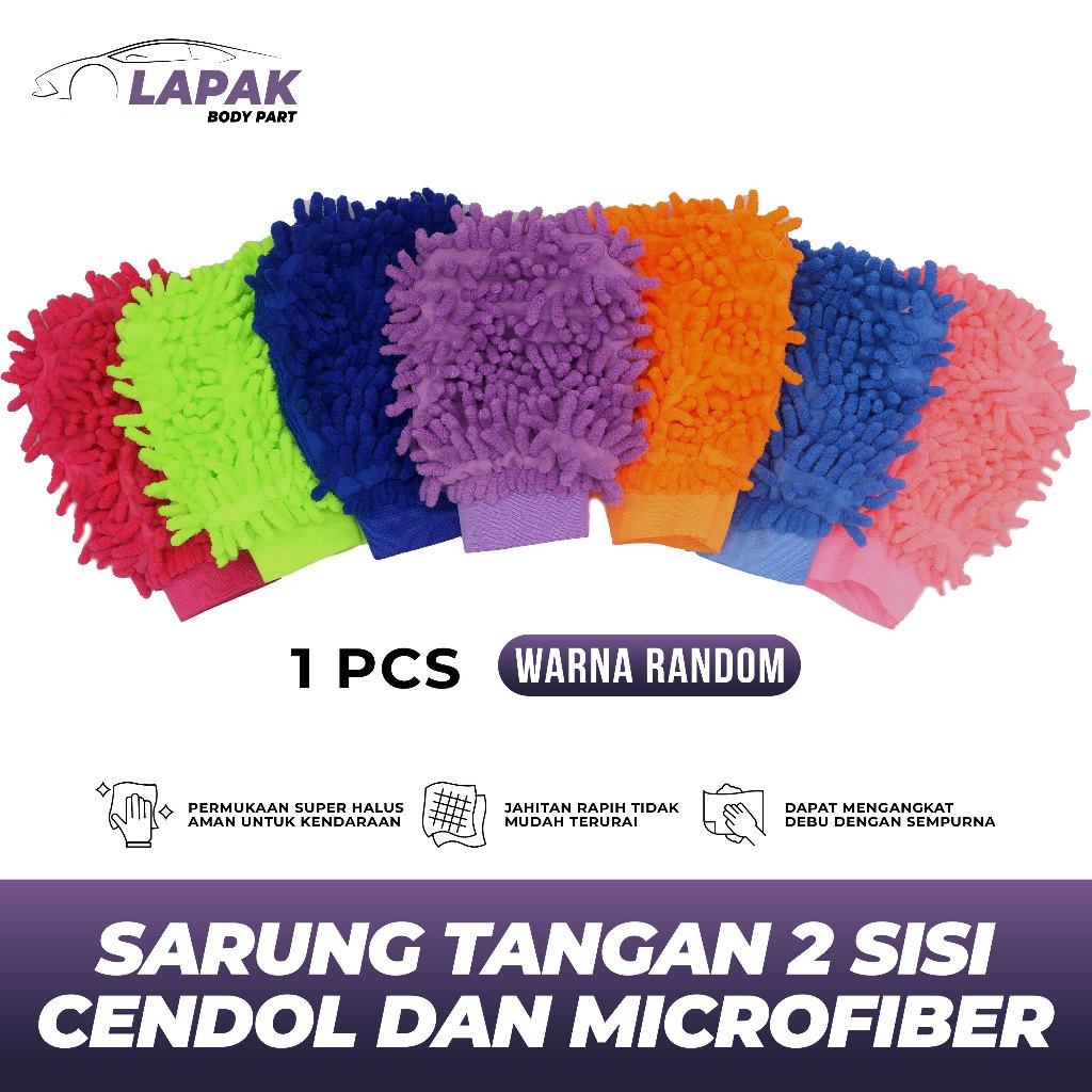 Sarung Tangan 2 Sisi Cendol dan Microfiber | Kain Lap Motor / Mobil Serbaguna 1pcs