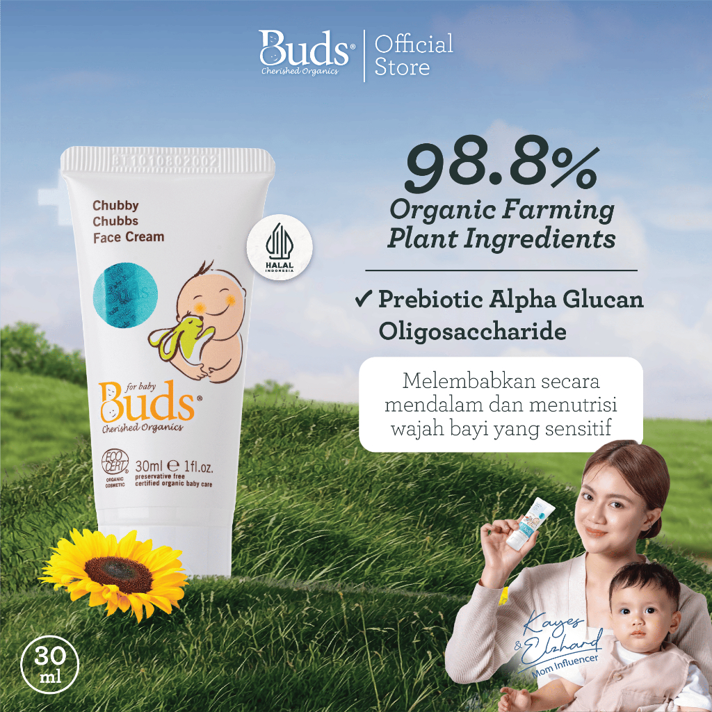 Buds Organics Chubby Chubbs Face Cream - Lotion atau Krim Pelembab Perawatan Kulit Wajah Bayi dan An