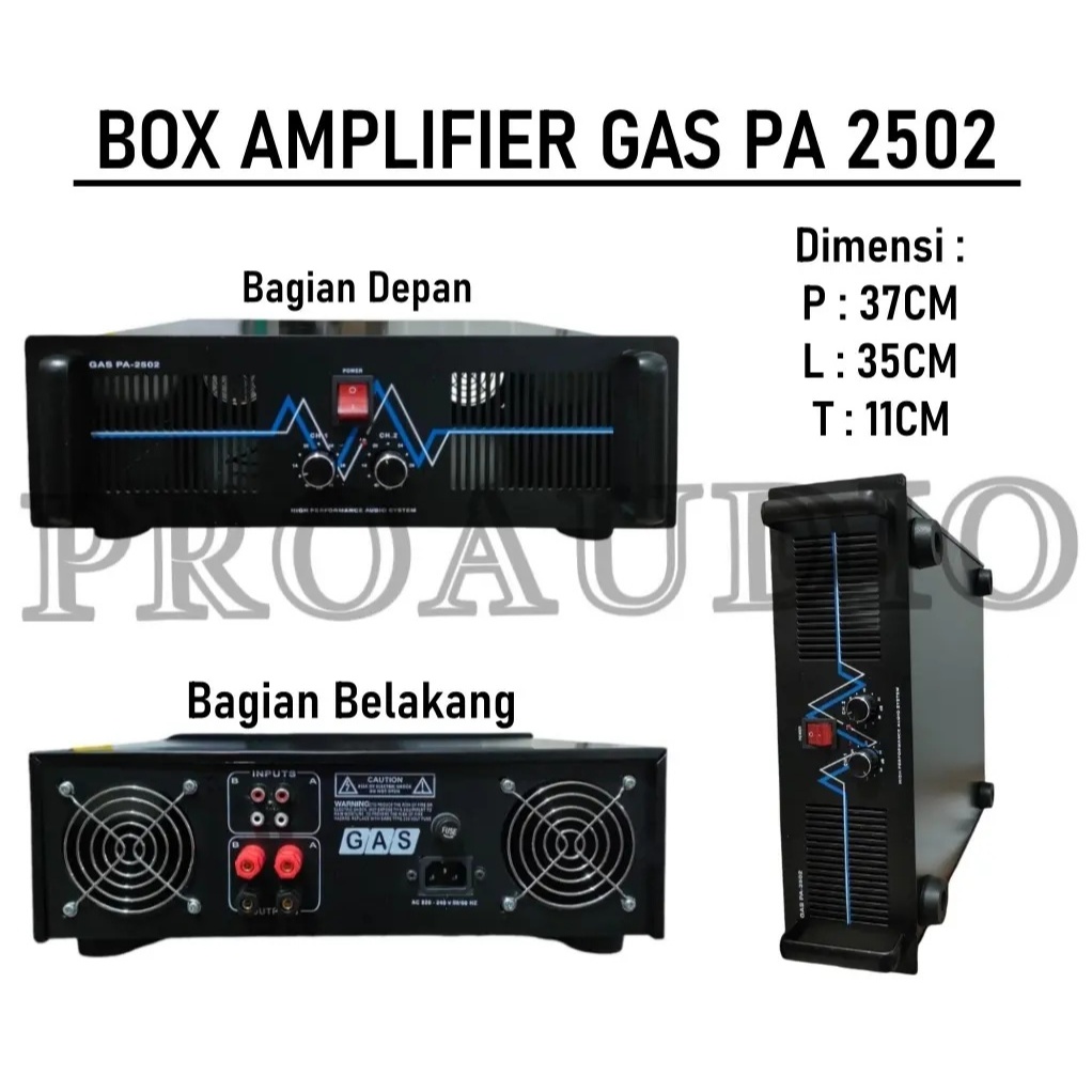 BOX POWER AMPLIFIER GAS PA 2502 FULL AKSESORIS BOX POWER 2502 GAS PA-2502 FULL BESI TEBAL HITAM BESI