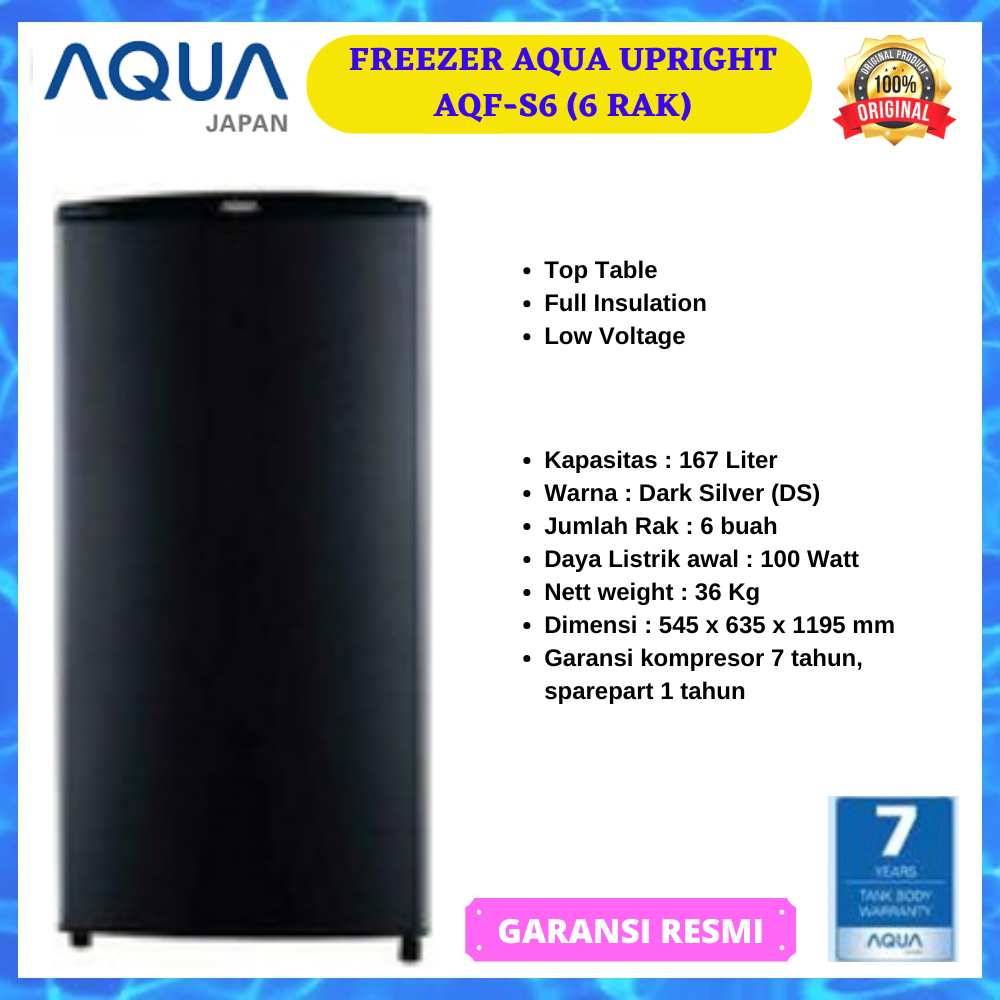 FREEZER AQUA S6 STANDING FREEZER 6 RAK BUAT BATU ES, ASI (JADETABEK)