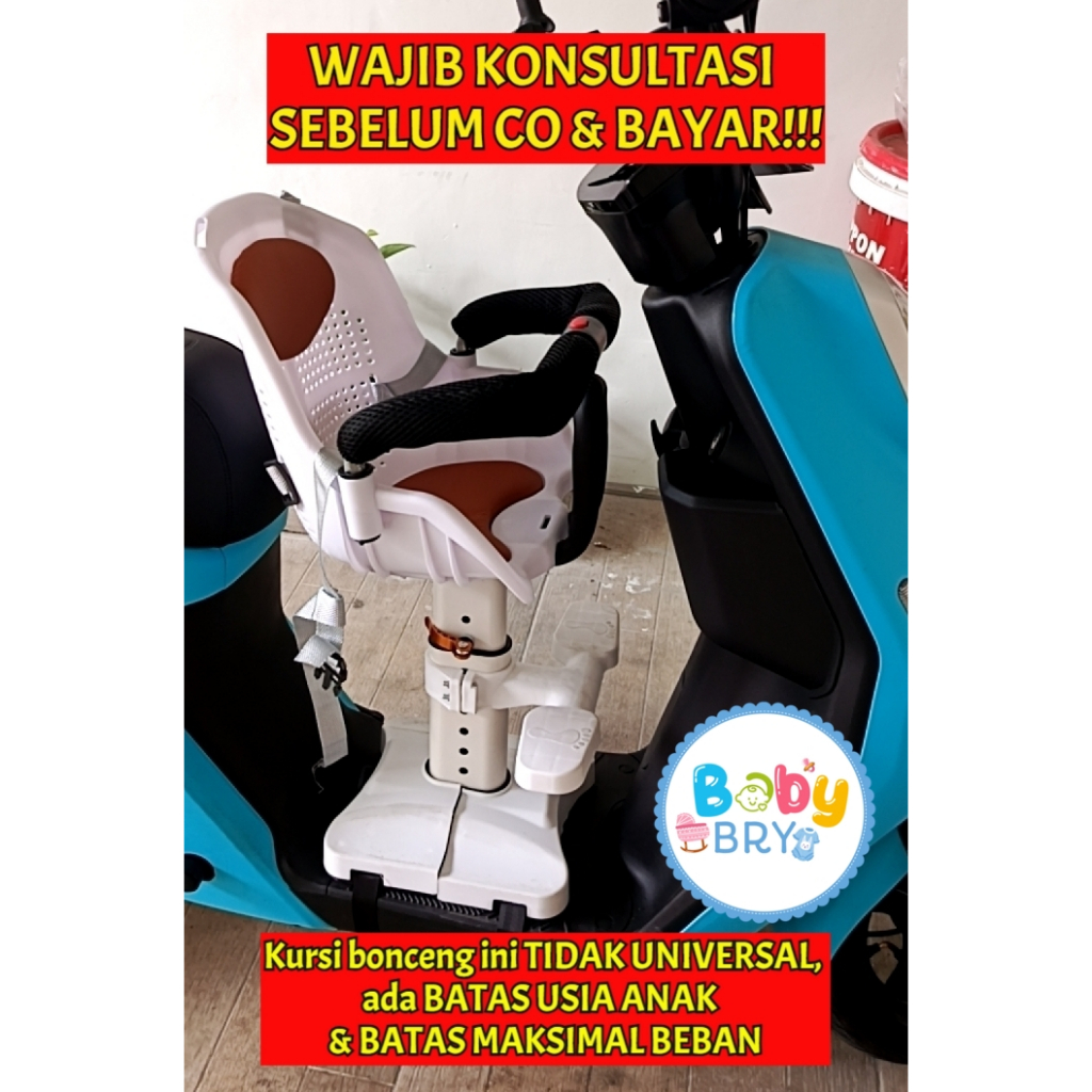 KURSI BONCENG DUDUKAN DEPAN ANAK DI SEPEDA MOTOR LISTRIK / BONCENGAN ANAK TEMPAT DUDUK DEPAN SEPEDA 