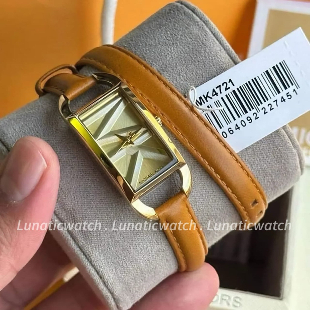[RARE] Jam Tangan Wanita MK4721 Gold Dial Brown Leather Strap