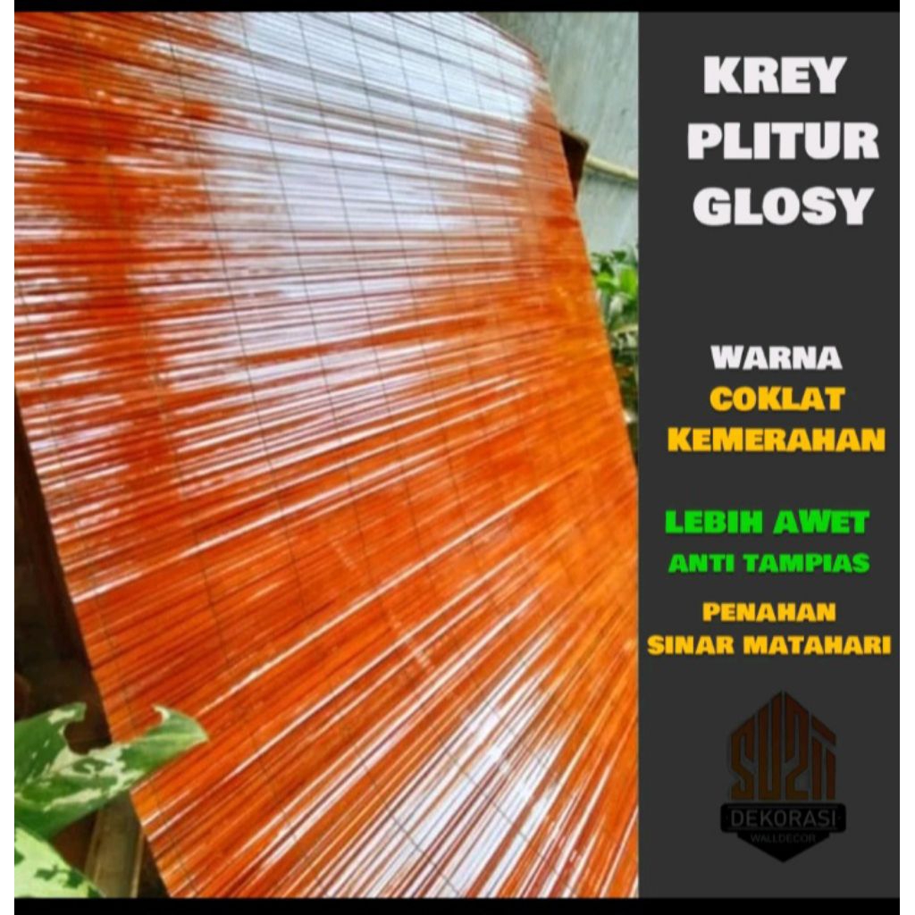 Tirai bambu rekues plitur&vernis lengkap tali penggulung