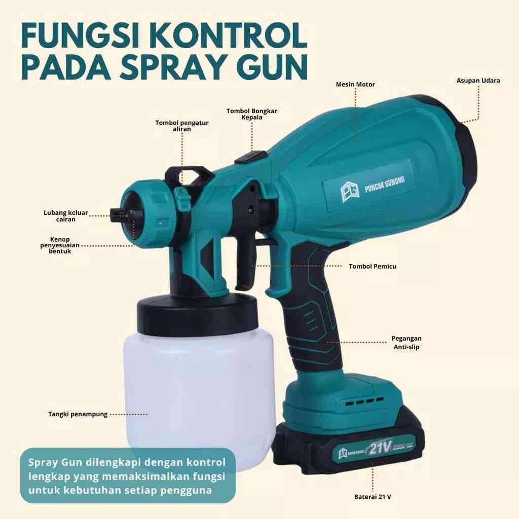 Mesin Cat Semprot Spray Gun 800ML Paint Elektrik Alat Semprotan Tembok Baterai Portable -G10A1
