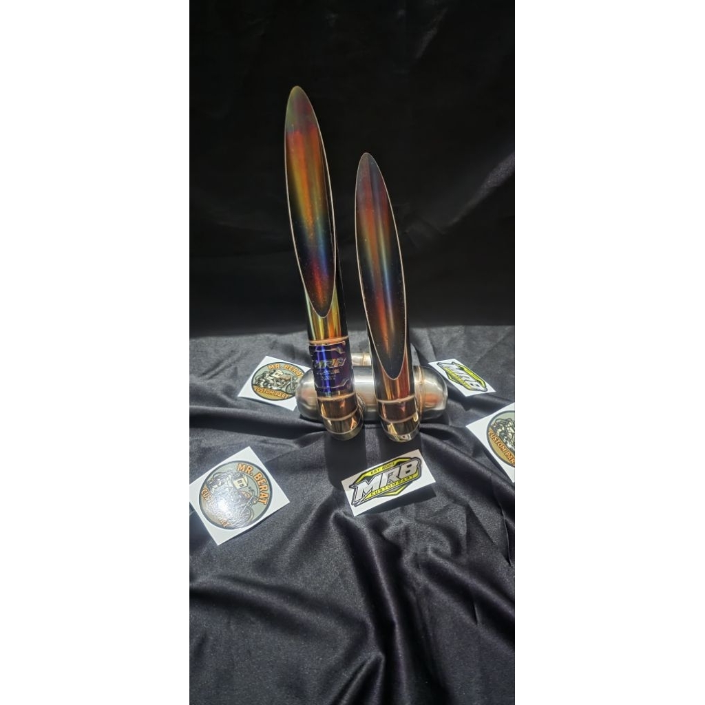 Knalpot Sprayer ZK 49cc / Mini GP Model Dobel Runcing Rainbow Original by Mr. Berat