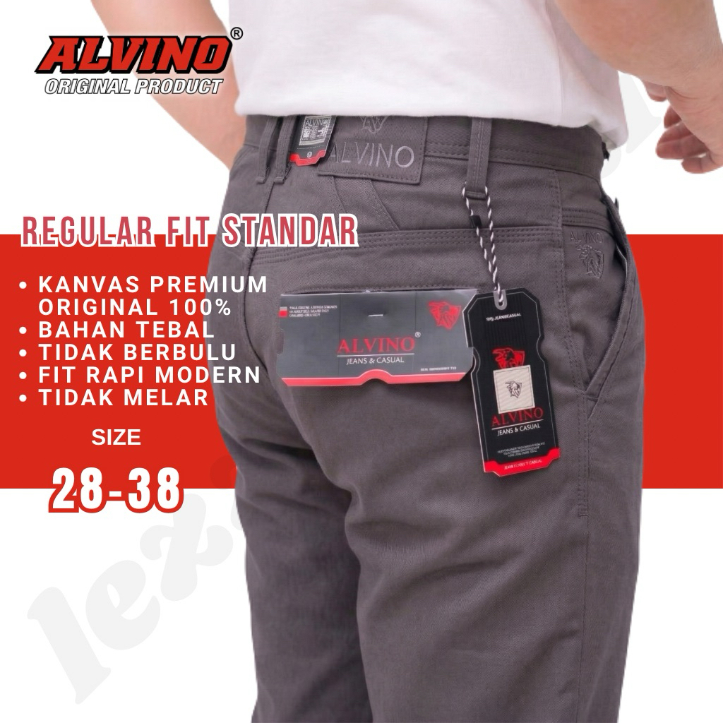 Celana Kanvas Panjang Pria ALVINO Original Kain Tebal Tidak Melar Standar Reguler Fit