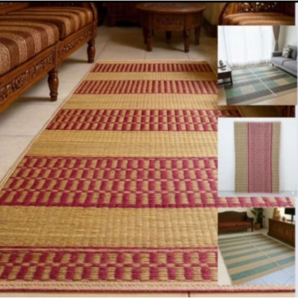 Tikar Lipat samak  Mendong uk 150x200M- Anti Slip, Adem, Mudah Dibawa