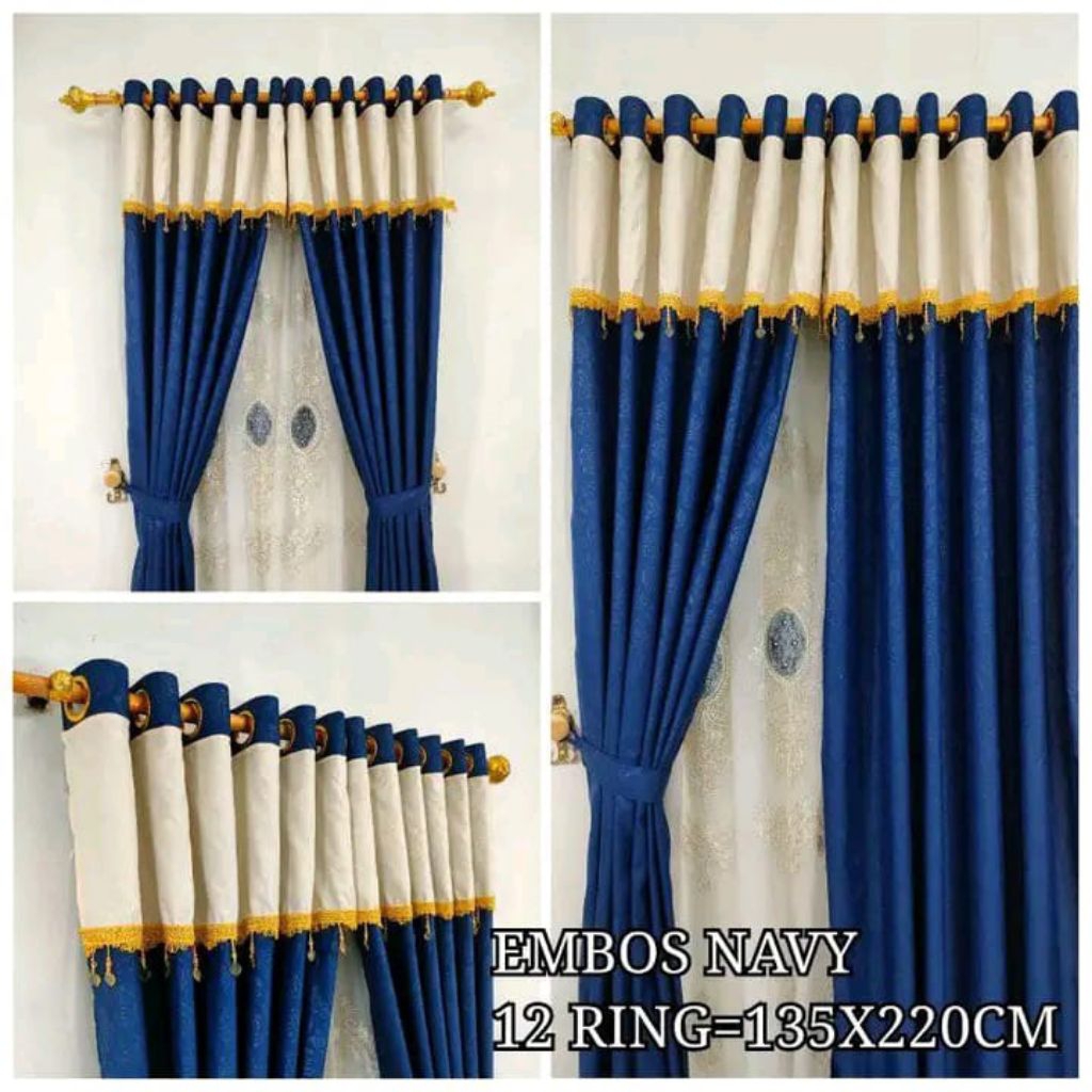 gorden semokring 12 ring tinggi 220 gorden smokring gorden ring embos motip gorden poni gorden murah