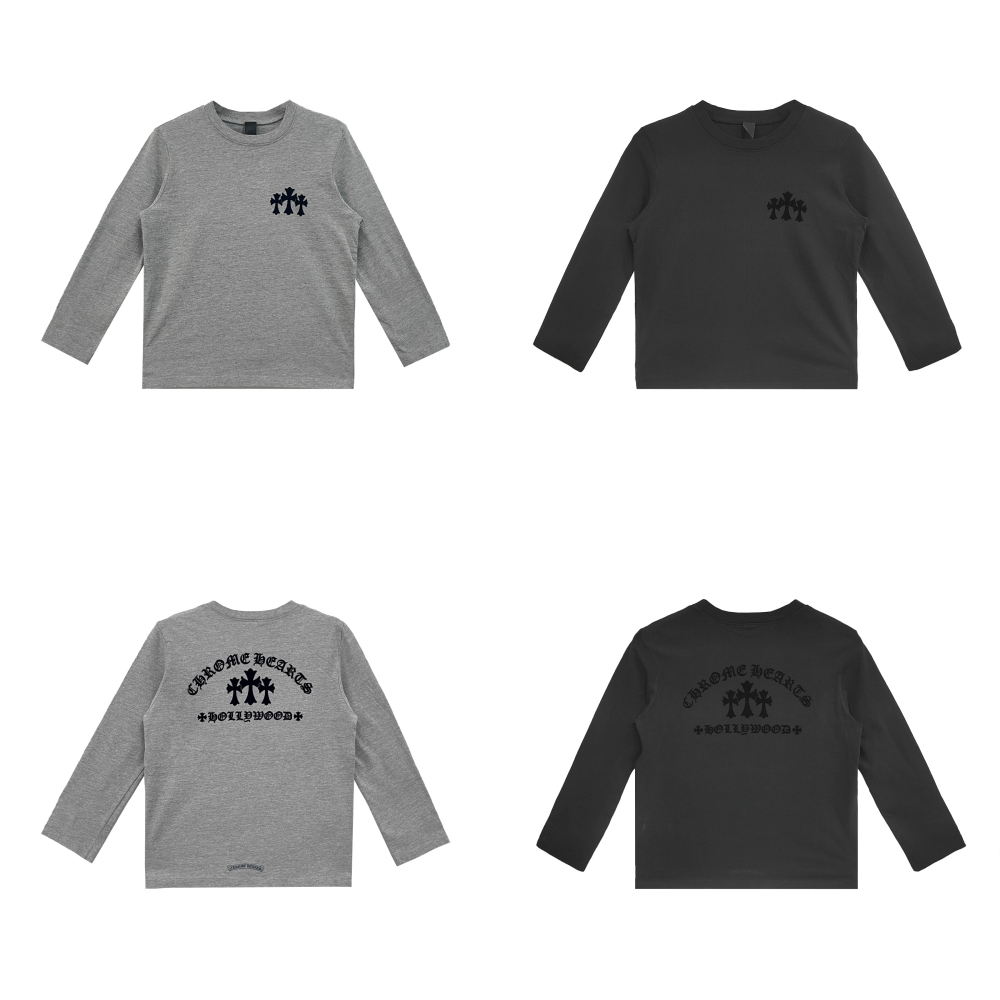 Triple Cross Hollywood Long Sleeve T-Shirt - Grey/Black - CH