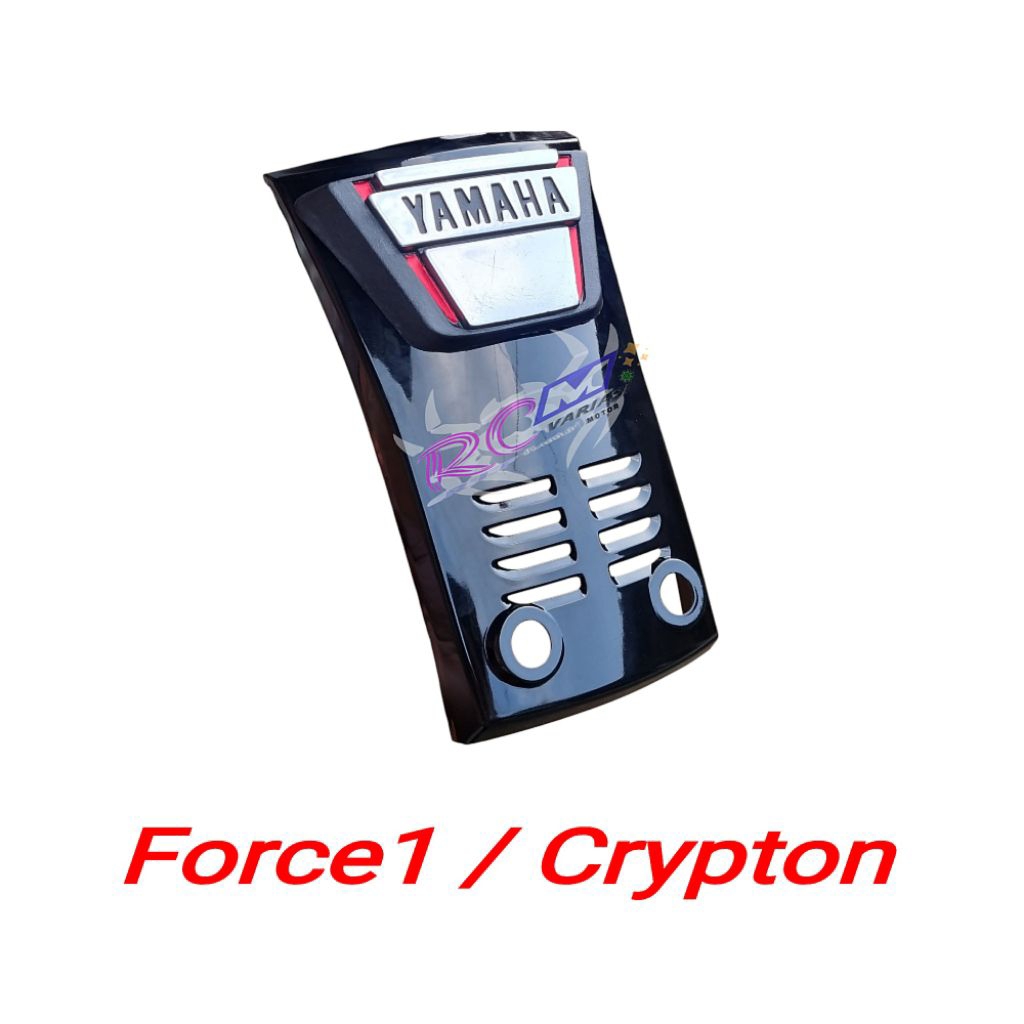 Panel dada depan dasi Yamaha Force1 Crypton tameng cover dudukan plat nomor hitam