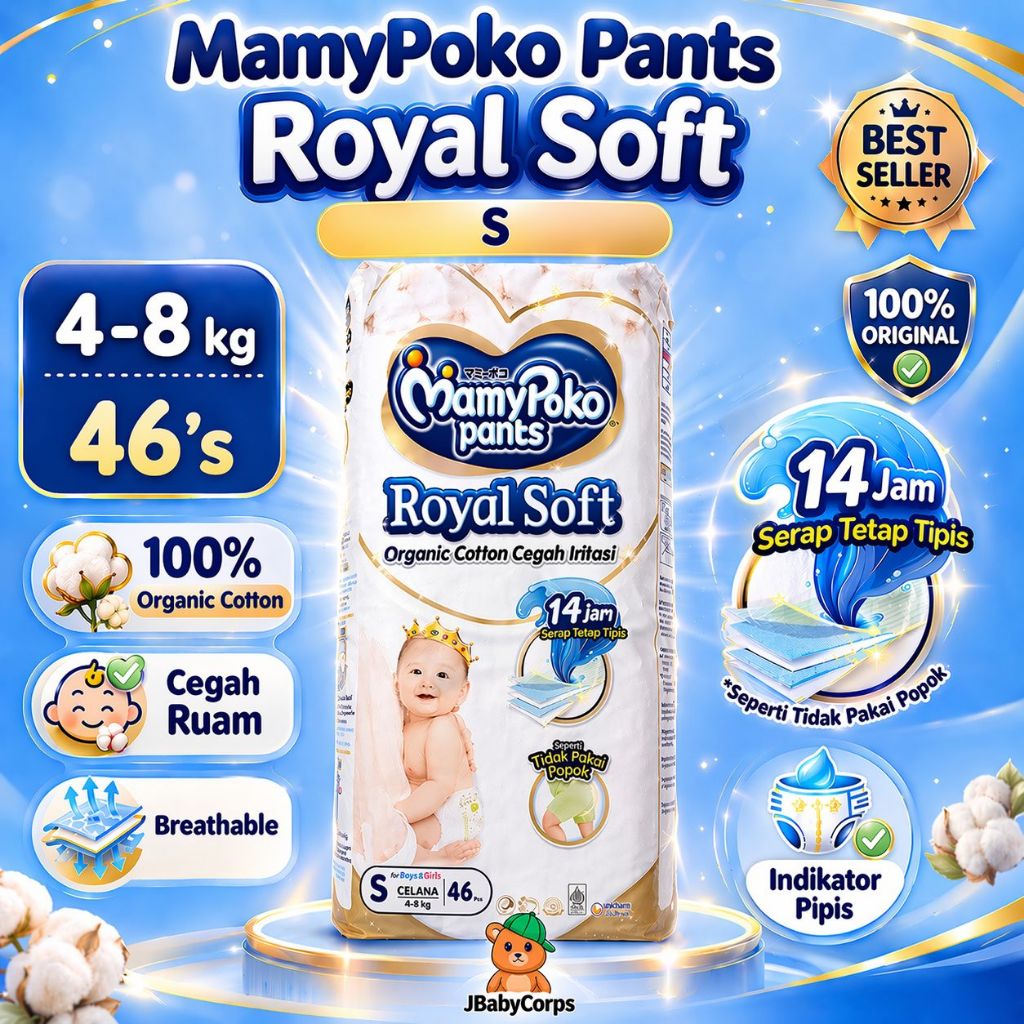 MAMYPOKO PANTS ROYAL SOFT S46 S 46 BOY GIRL POPOK CELANA BAYI