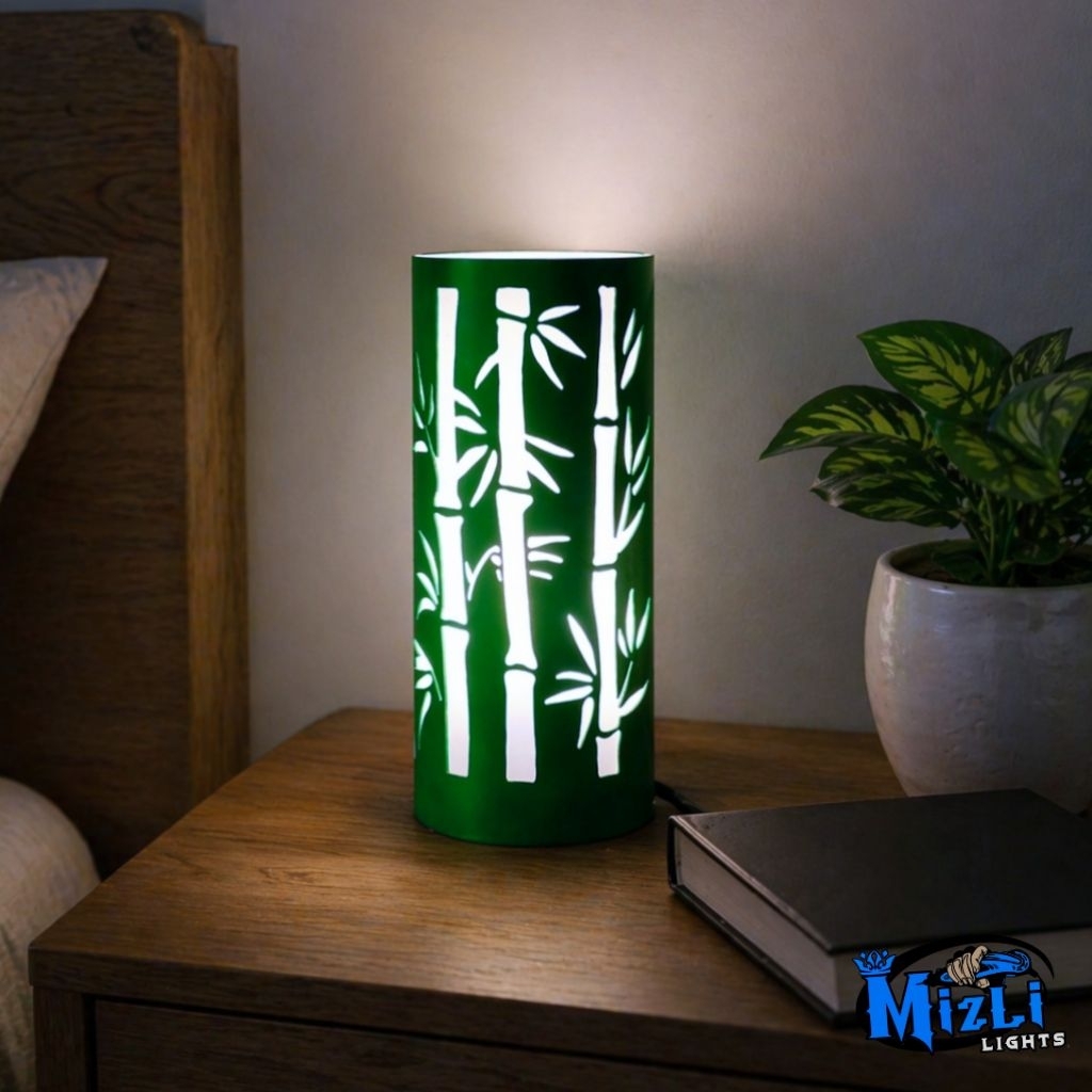 MizliLights Lampu Meja Motif Bambu Ukir Lampu Hias Dekorasi Lampu Tidur