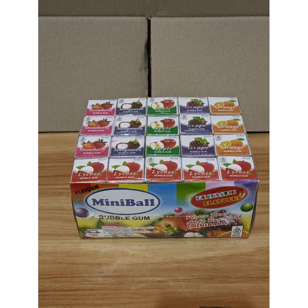 Mini Ball Permen Karet Rasa Buah | 1 Box isi 100 pcs