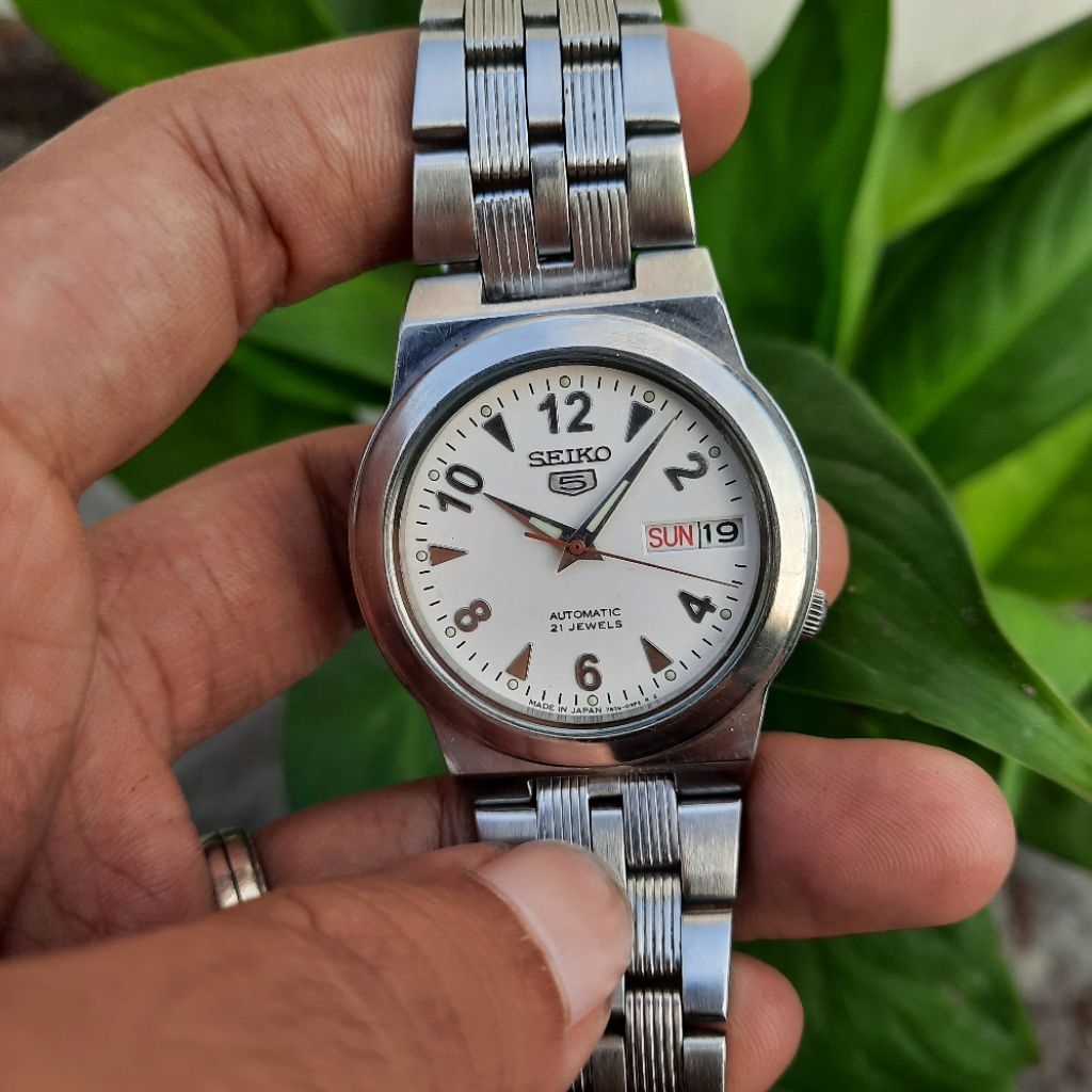 JDM Seiko 5 Automatic 7s26-01R0 White Putih