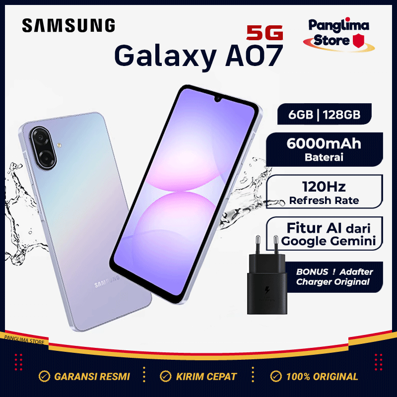 HP Samsung A07 5G 6/128GB Free Adaptor Original Auto Blocker Smartphone Android Murah Terbaru
