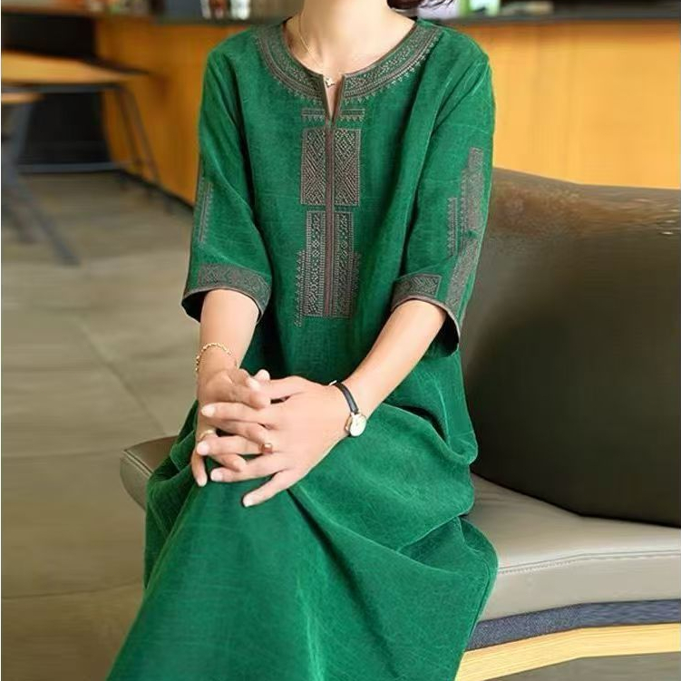 Bordir dress wanita longgar casual skirt
