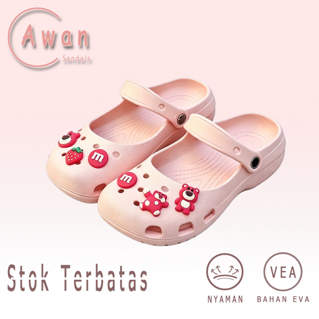 Sandal Lucu Wanita Sandal Wanita Kekinian  Mary Janes Sepatu Sandal Wanita Sandal Slop Wanita Sandal