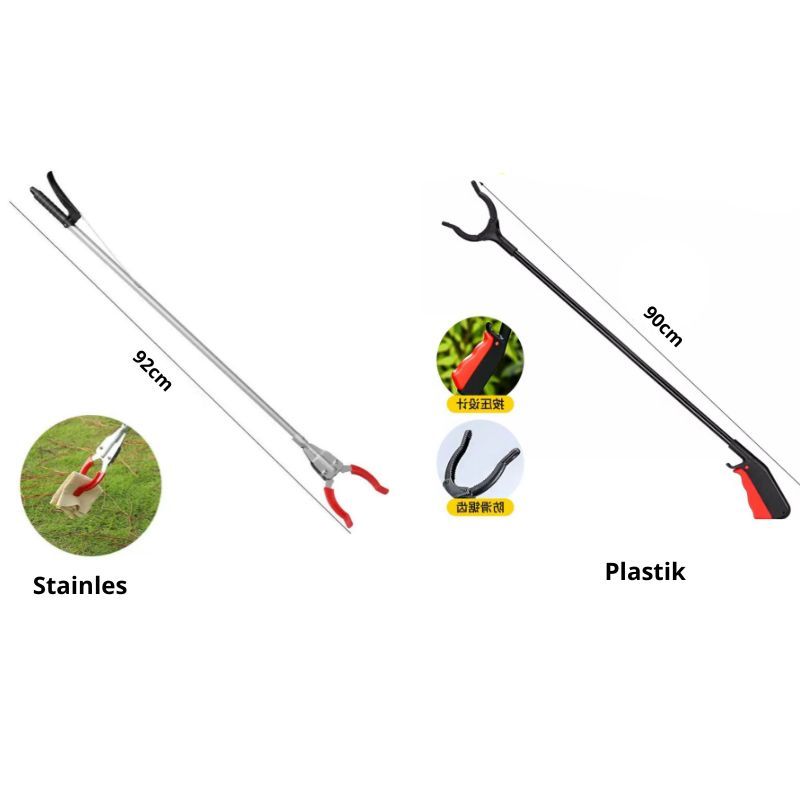 Grab Stick Silver Stainless & grab stick plastik  / Alat Penjepit Sampah & Penangkap Ular