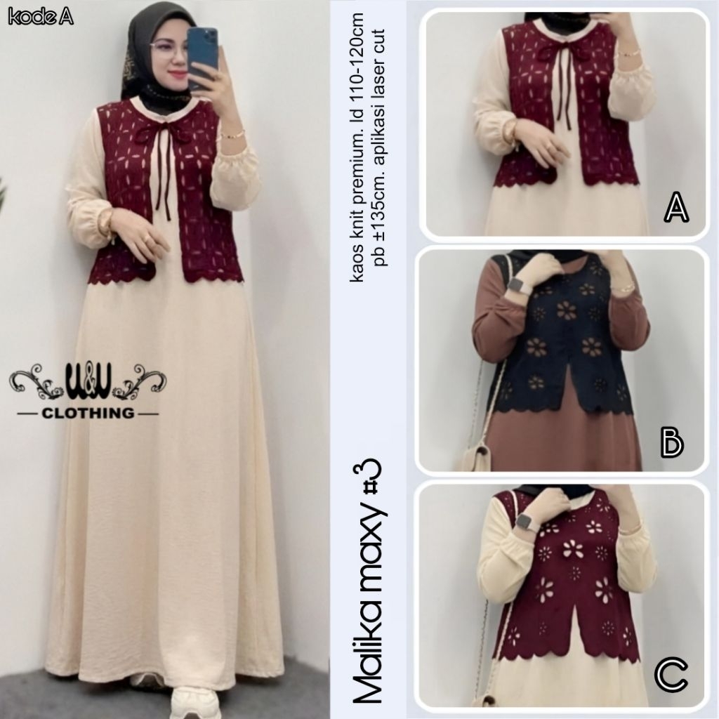 WW -Malika#3 Maxy Wanita LD110-120 Kaos Knit Premium Apk Outer Lasercut