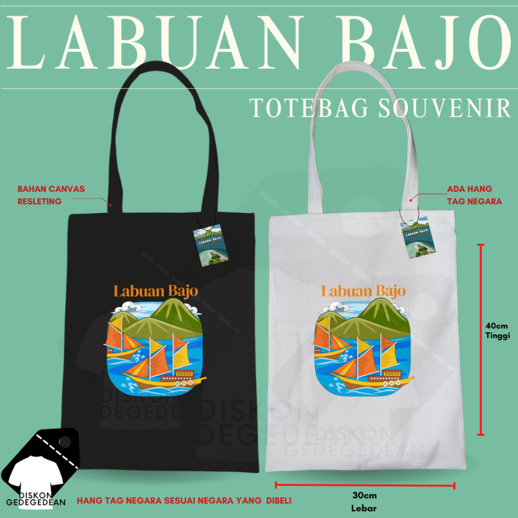 Diskongedegedean Totebag Labuan Bajo Souvenir Tas Oleh Oleh Labuan Bajo Kanvas Resleting
