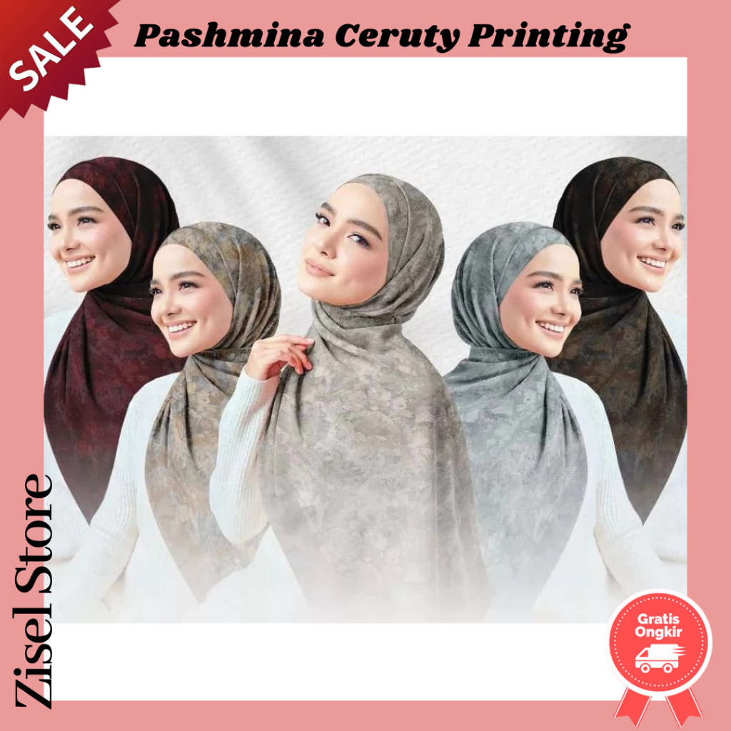 PASHMINA CERUTY PRINTING HIJAB PASHMINA MOTIF PRINTING CERUTY BABYDOLL