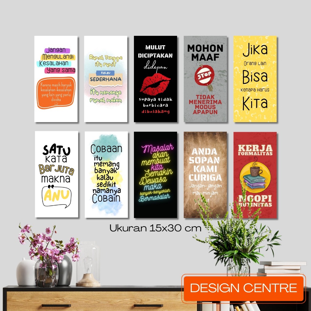 POSTER DINDING WALLDECOR QUOTE KATA KATA LUCU UKURAN 15X30 UNTUK RUANG TAMU CAFE AESTHETIC