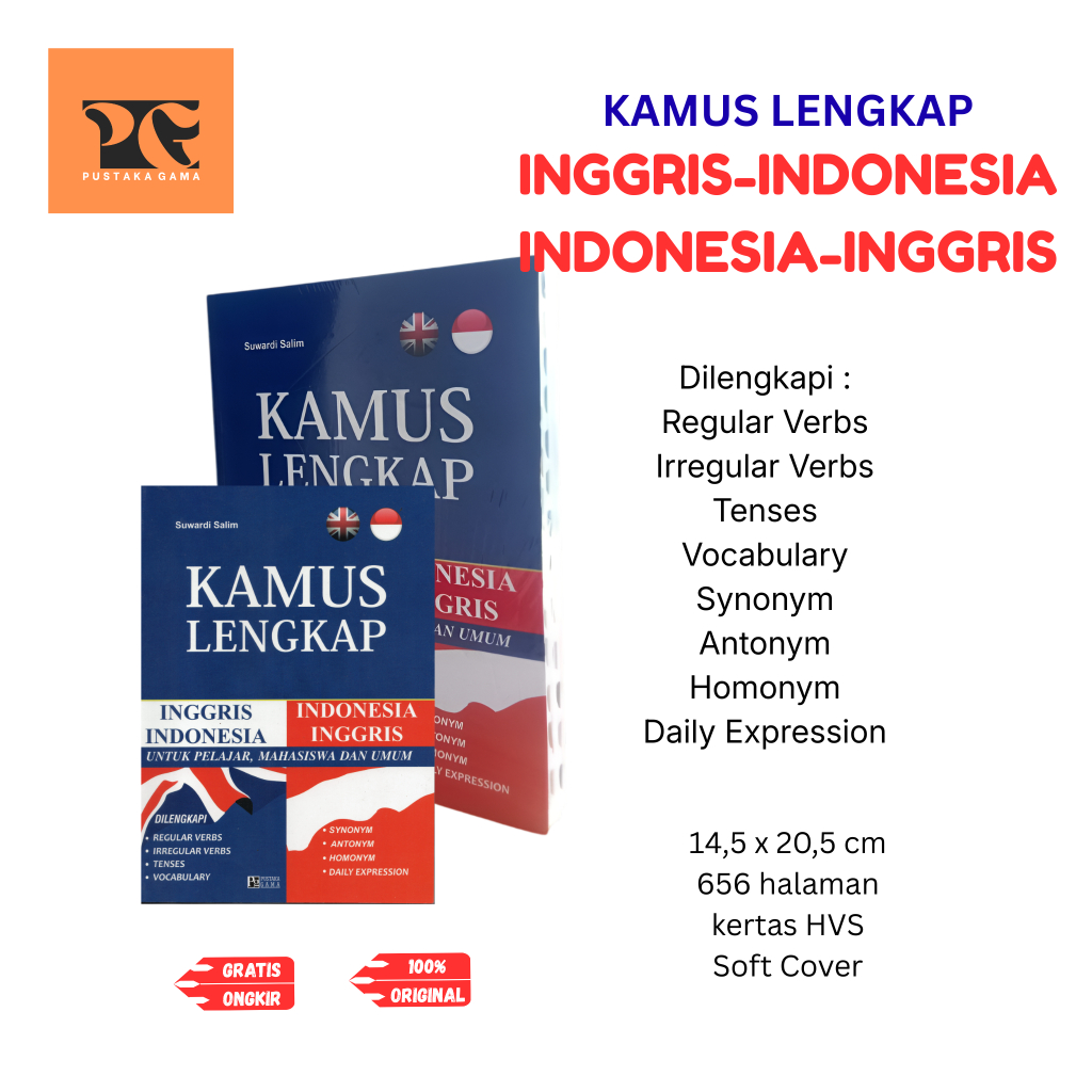 Kamus Lengkap Inggris-Indonesia;Indonesia-Inggris, Kamus Bahasa Inggris, Tenses Regular Irregular Ve