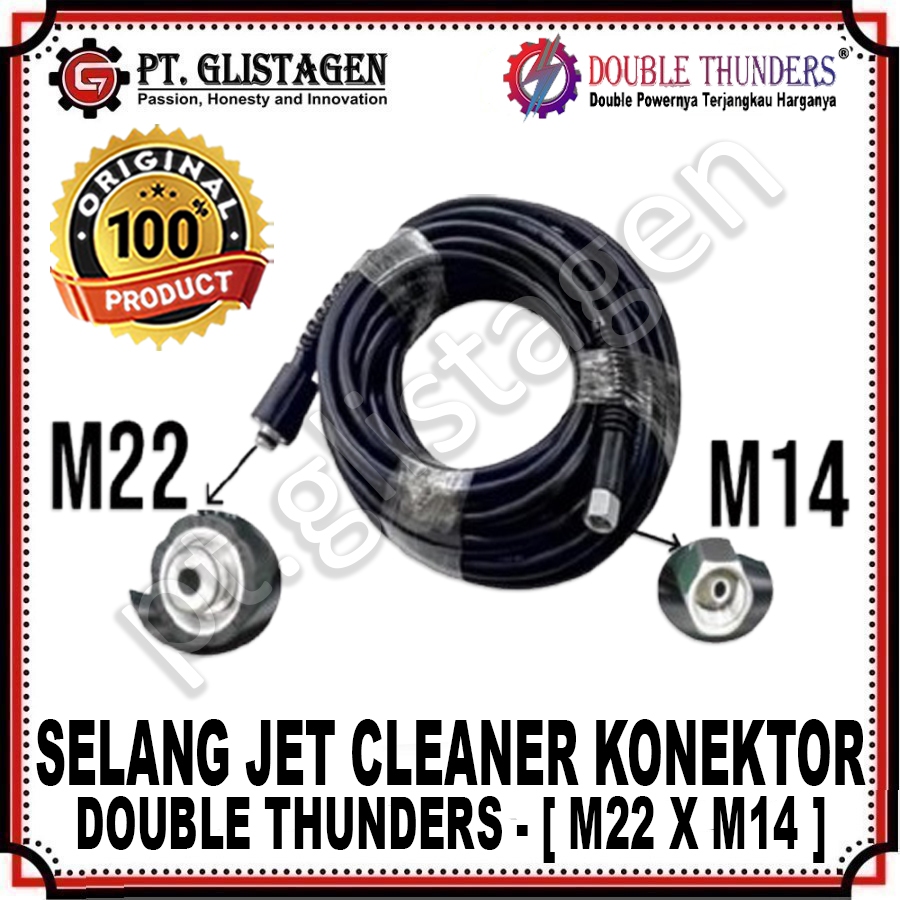 DT Selang Jet Cleaner HITAM M22 x M14 25 Meter Selang Steam Cuci Motor Mobil Selang Mesin Steam Kedu