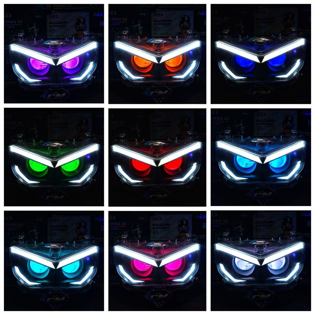 BILED HEADLAMP SET LAMPU DEPAN SET CUSTOM BILED AES EXPERIENCE BULLAES LAMPU ALIS DRL YAMAHA AEROX N