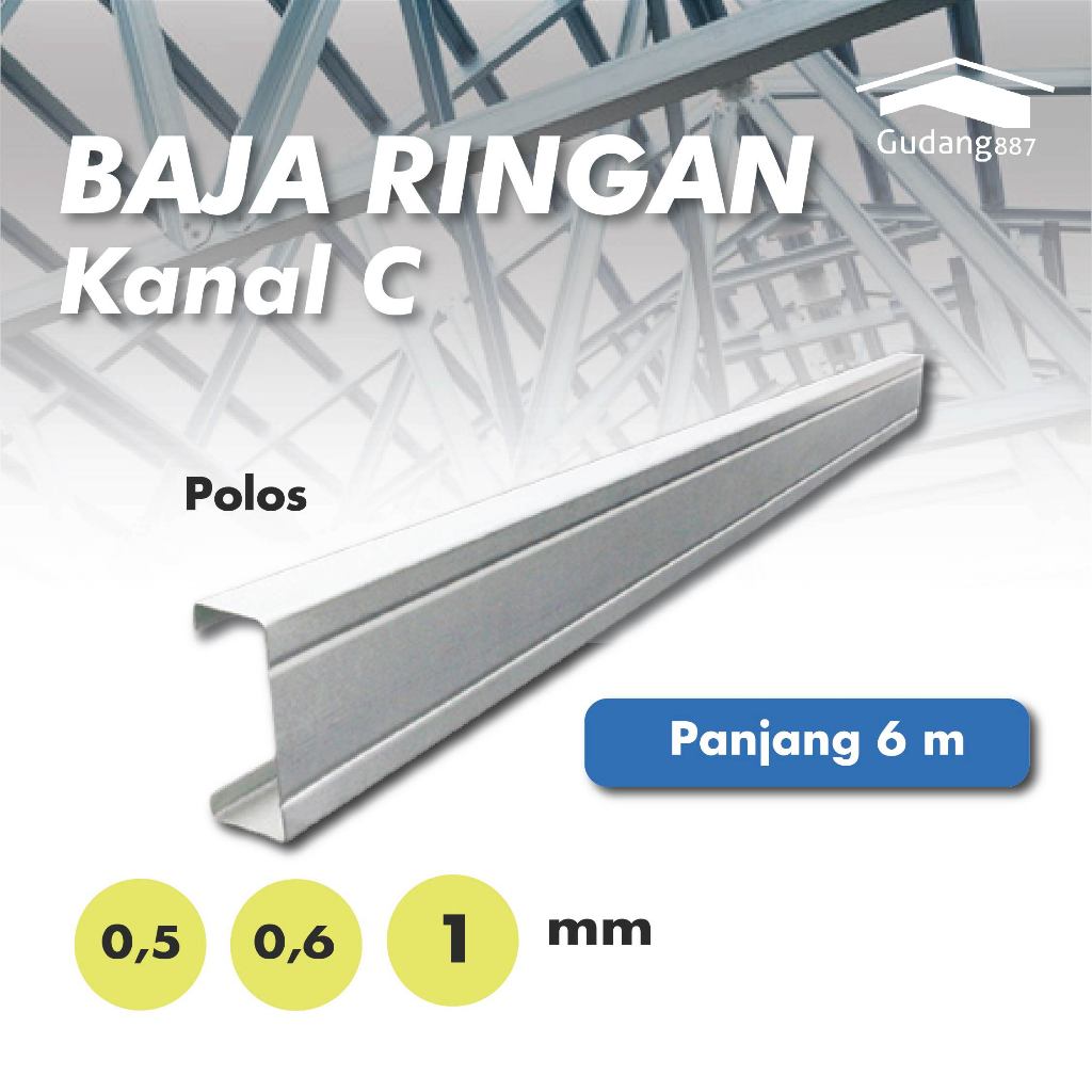 Baja Ringan C75 0.5mm 0.6mm 1mm panjang 6m Kanal C Rangka Atap