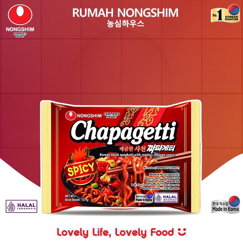 Nongshim Chapagetti SPICY 137 gram Instant Jajangmyeon Noodle Halal Indonesia - Asli Korea