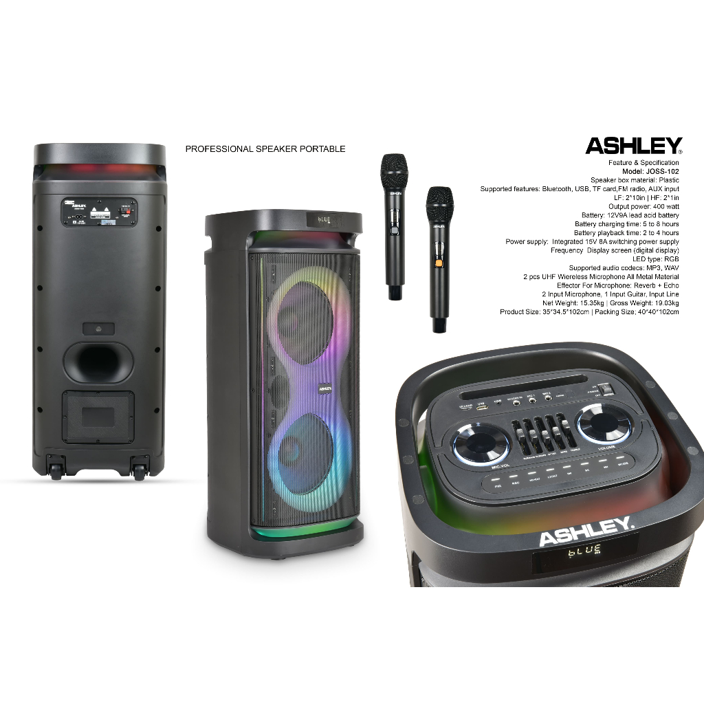 Speaker Portabel 10 inch ASHLEY JOSS102 / JOSS 102 ORIGINAL