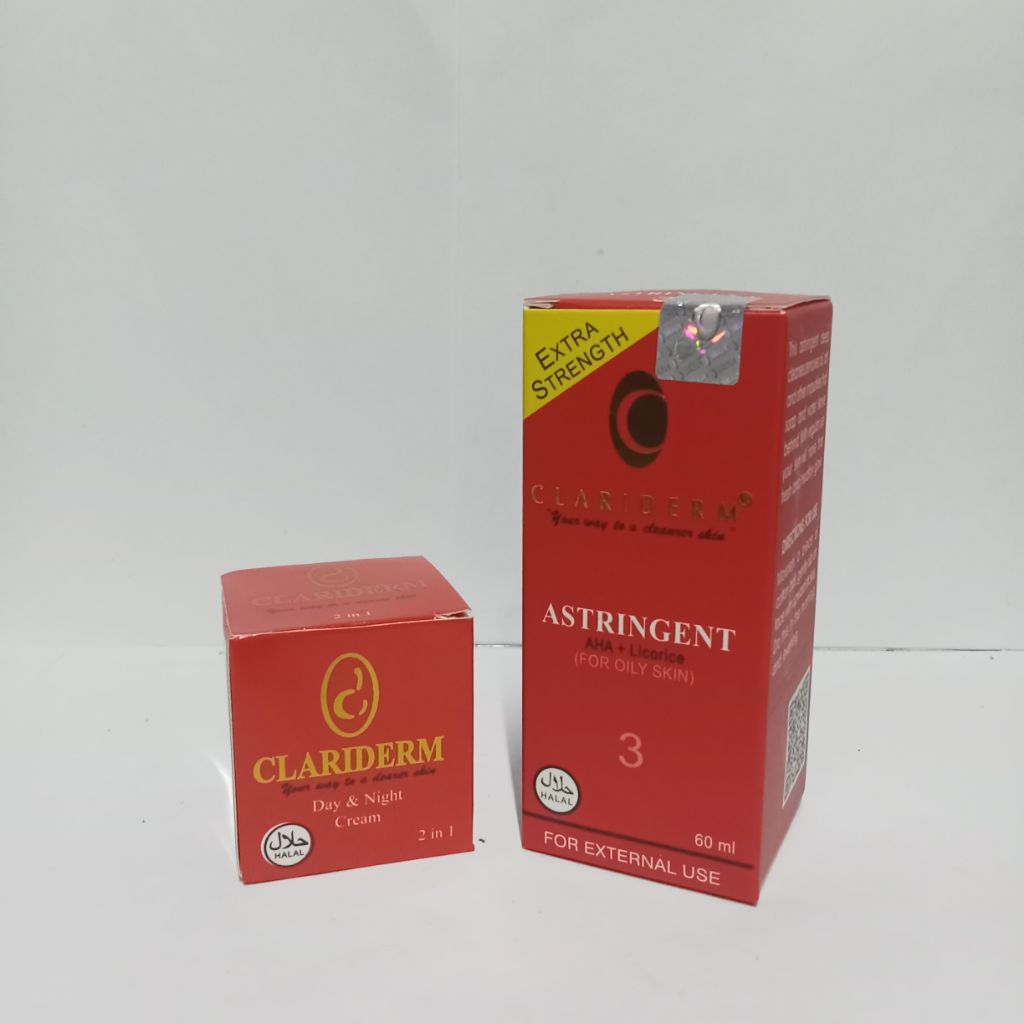 Paket 2in1 Cream wajah Day Night Clariderm Susun Clariderm O3 Ori