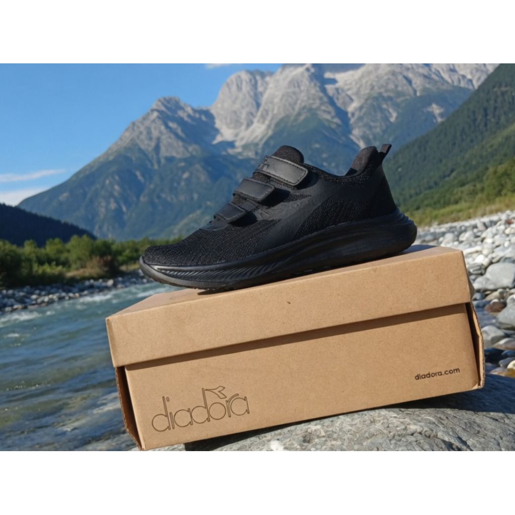 sepatu sekolah anak hitam polos diadora kids full black