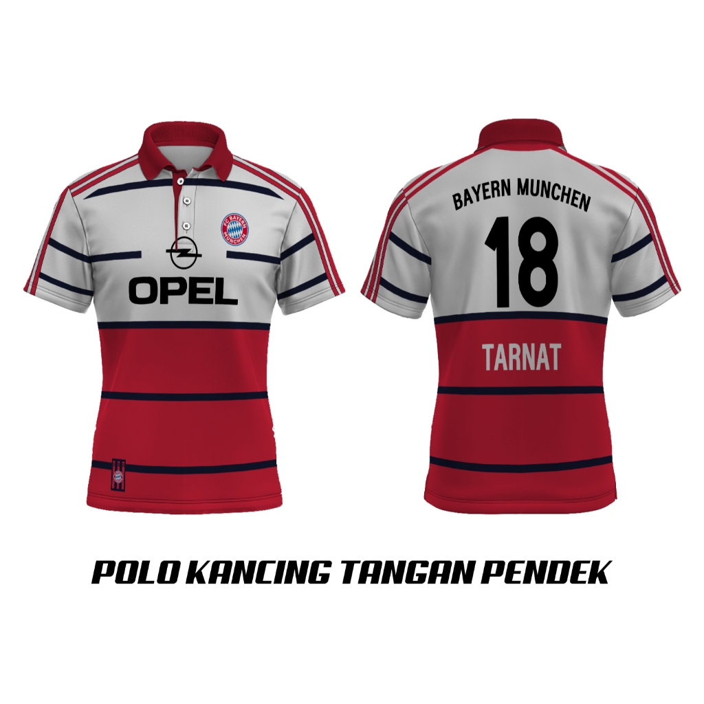Baju Kaos Tshirt Dewasa Polo V-neck Jersey Sepakbola Football Fc Bayern Munchen VINTAGE 1998-2000 Fu